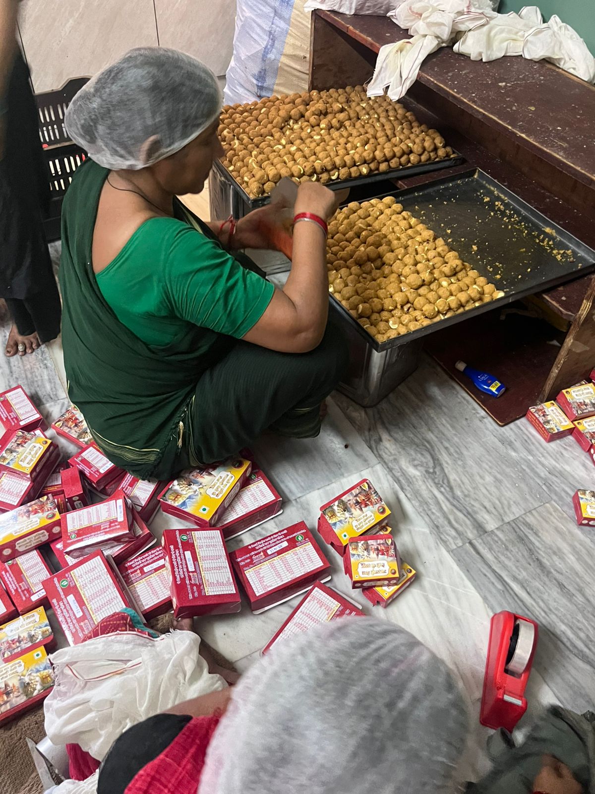 Women making laddus